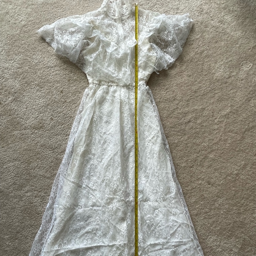 Vintage Ruffled Tiered Off-Shoulder Bridal Gown - Picture 6 of 12